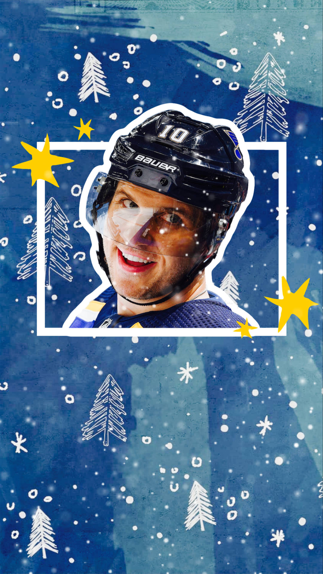 St. Louis Blues Brayden Schenn Theme Christmas Card Background