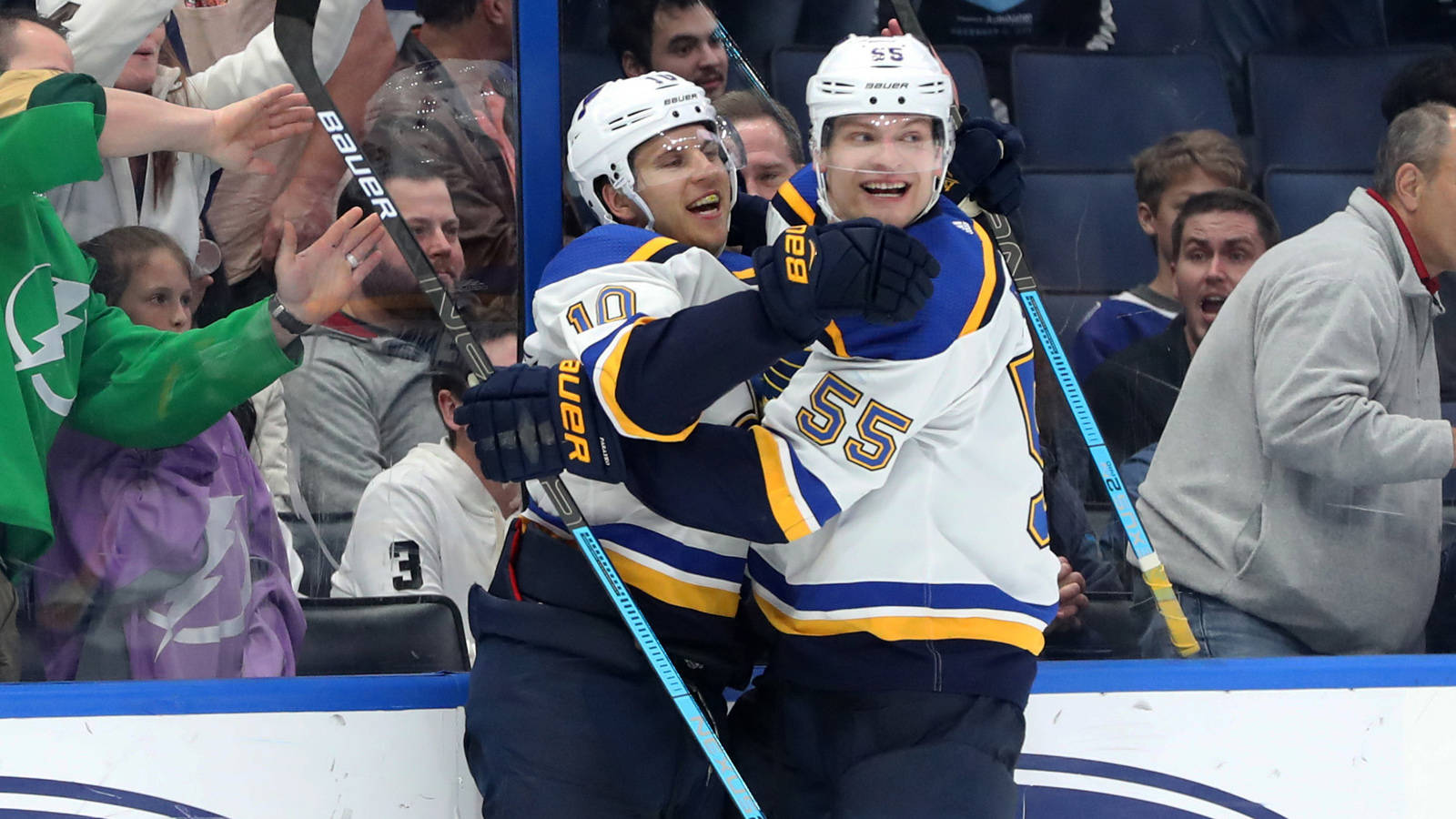 St. Louis Blues Celebrating Colton Parayko And Brayden Schenn Background