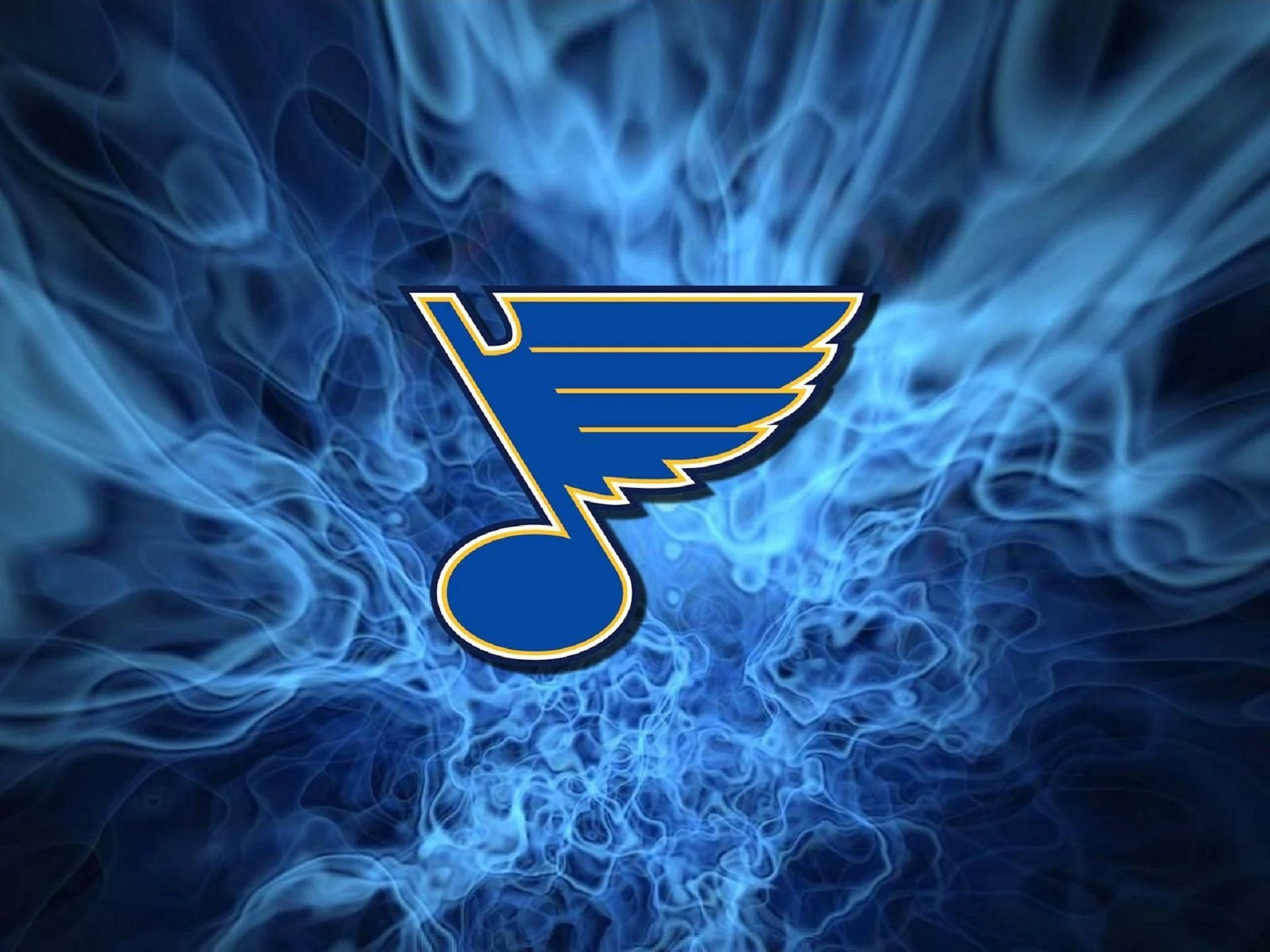 St Louis Blues Logo In Blue Flames Background