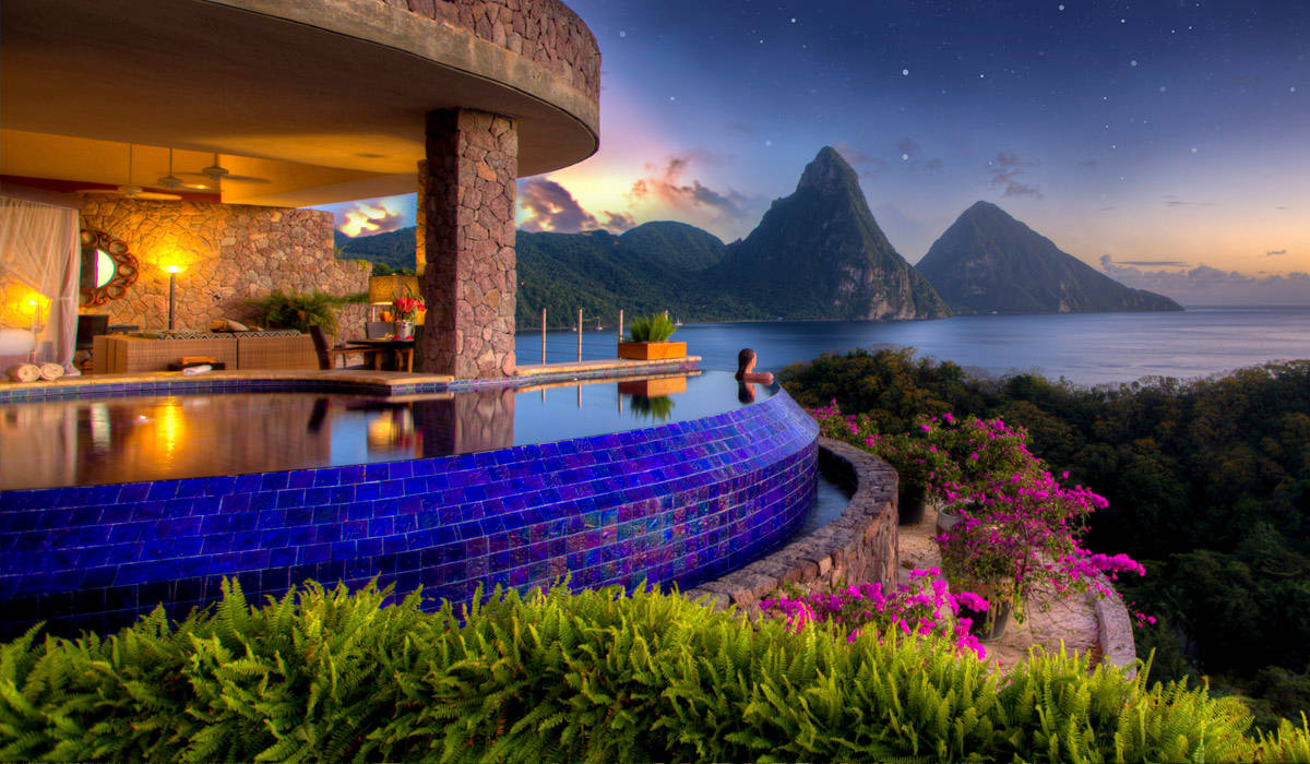 St. Lucia Infinity Pool Background