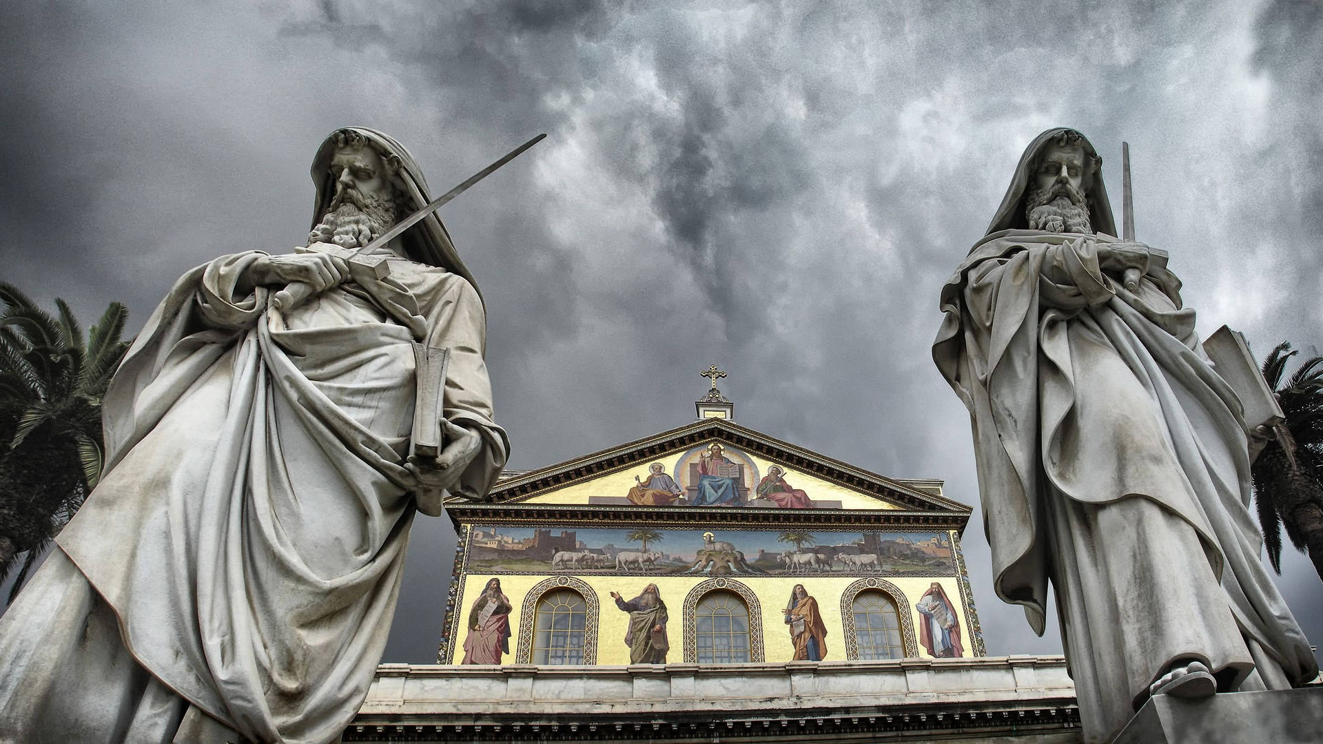 St Paul Basilica Rome Statues Background