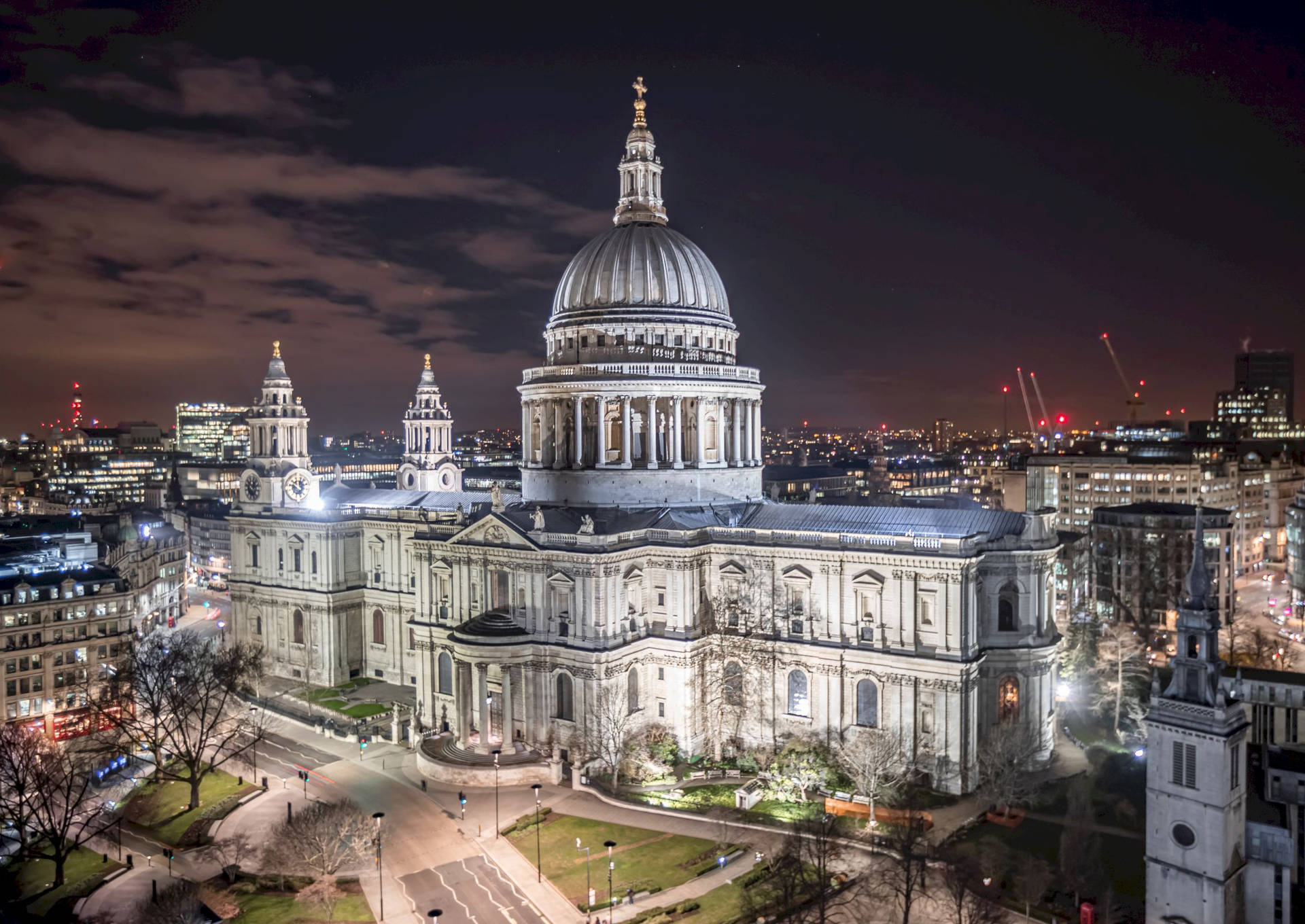 St Paul Cathedral Lighted Night Background