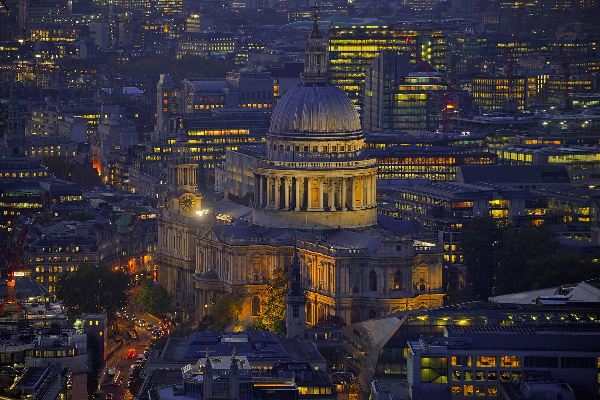 St Paul Night Aerial Dome Background