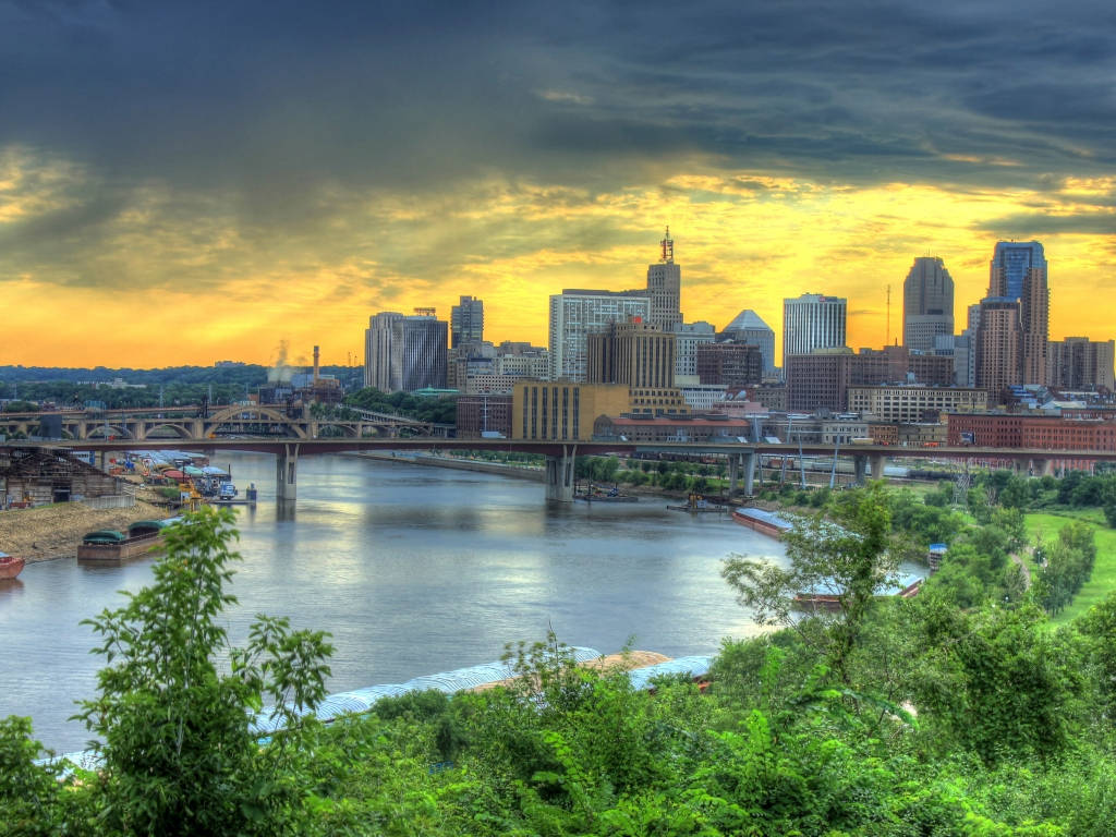 St Paul Skyline Sunset Background