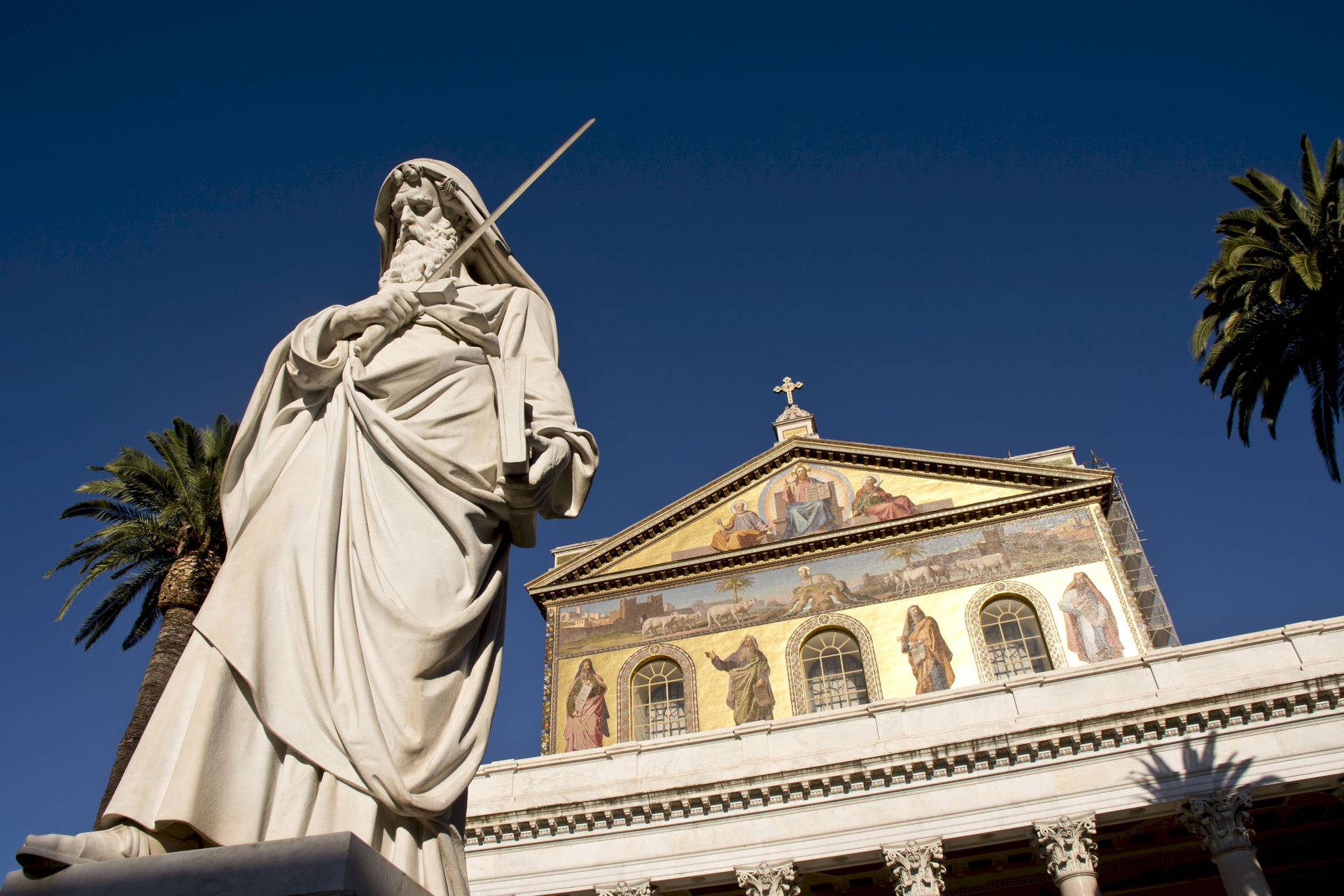 St Paul Statue Holding Sword Background