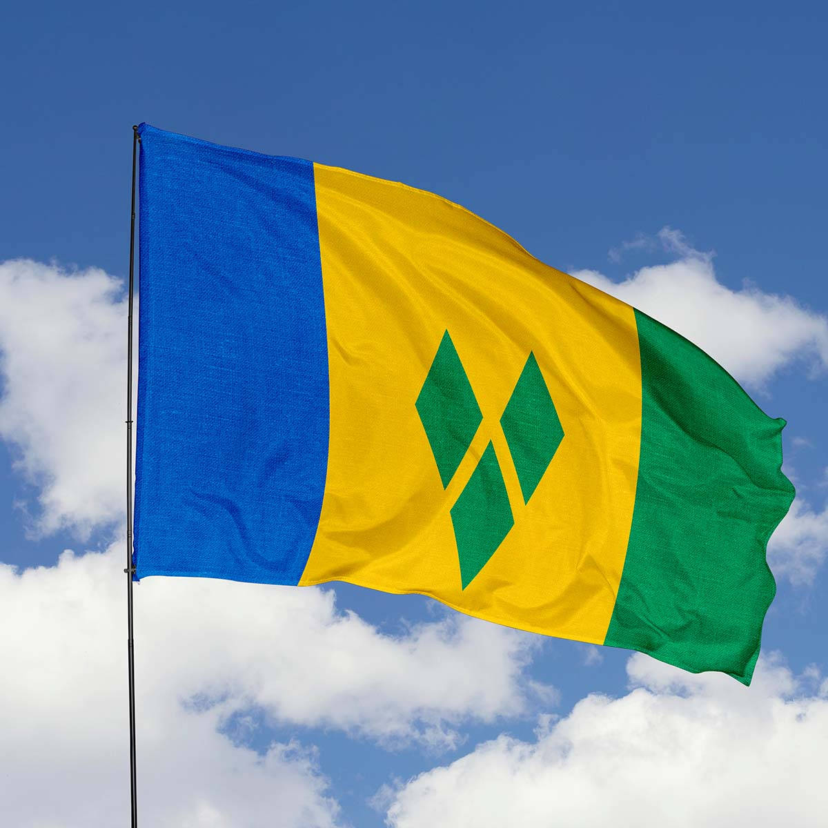 St Vincent And The Grenadines Raised Flag Background