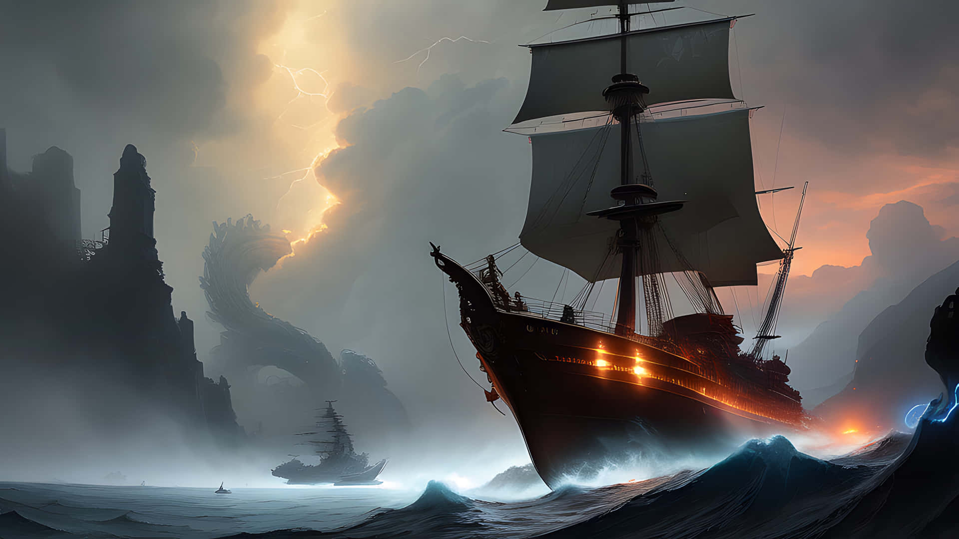 Stable Ship In Storm [wallpaper] Background