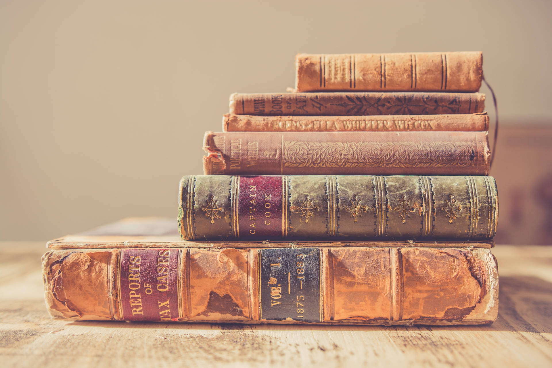 Stack Of Old Reference Books Background