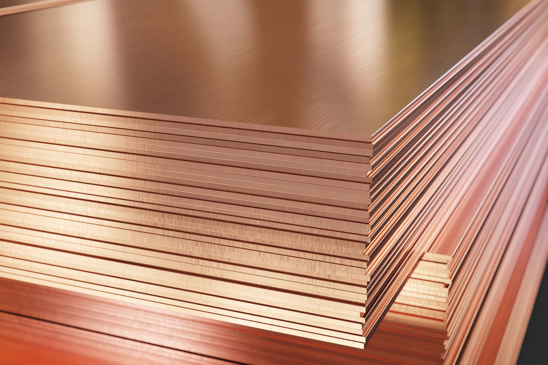 Stacked Copper Sheets Industrial Background