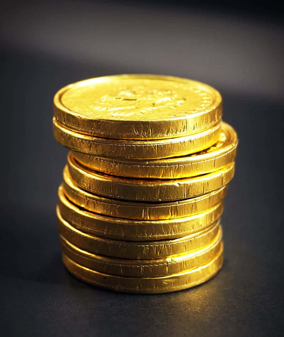 Stacked Gold Coin Cents Background