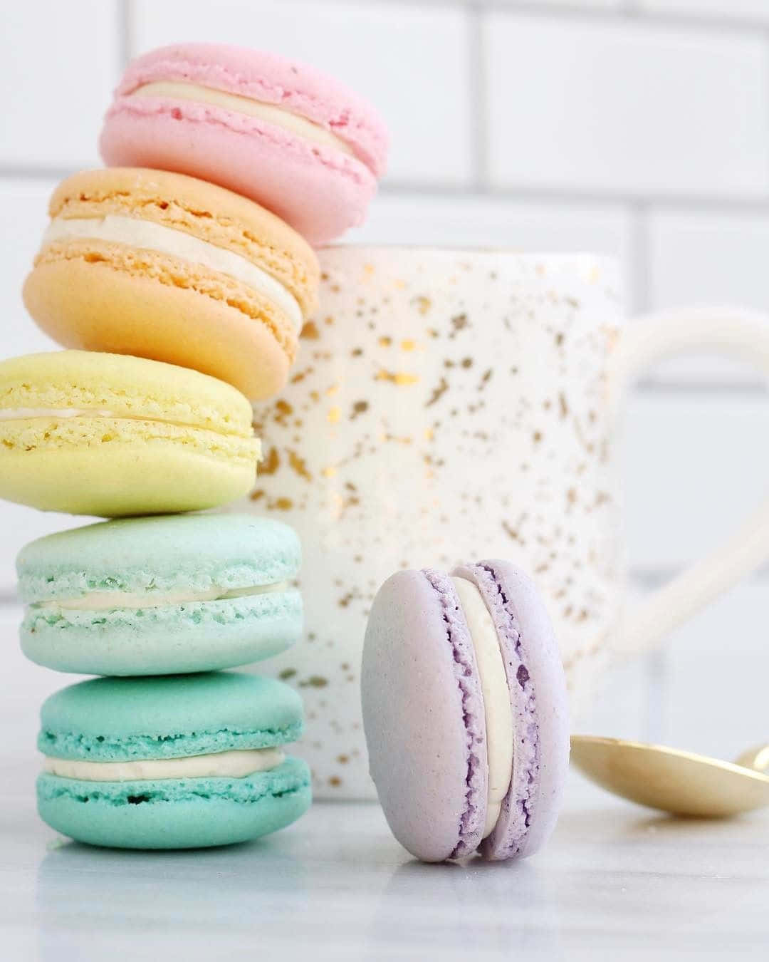 Stacked Light Pastel Colored Macaron Background