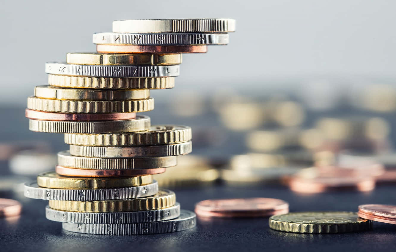 Stacked Silver Gold Coins Background