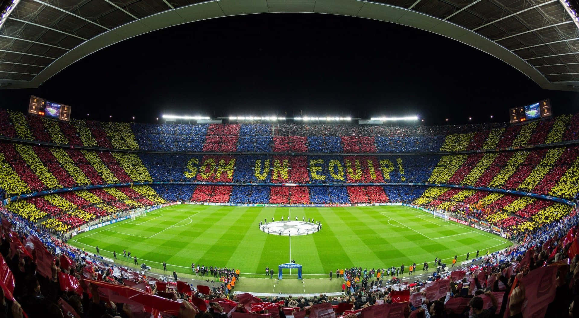 Stadium Crowd Display Soccer Match Background