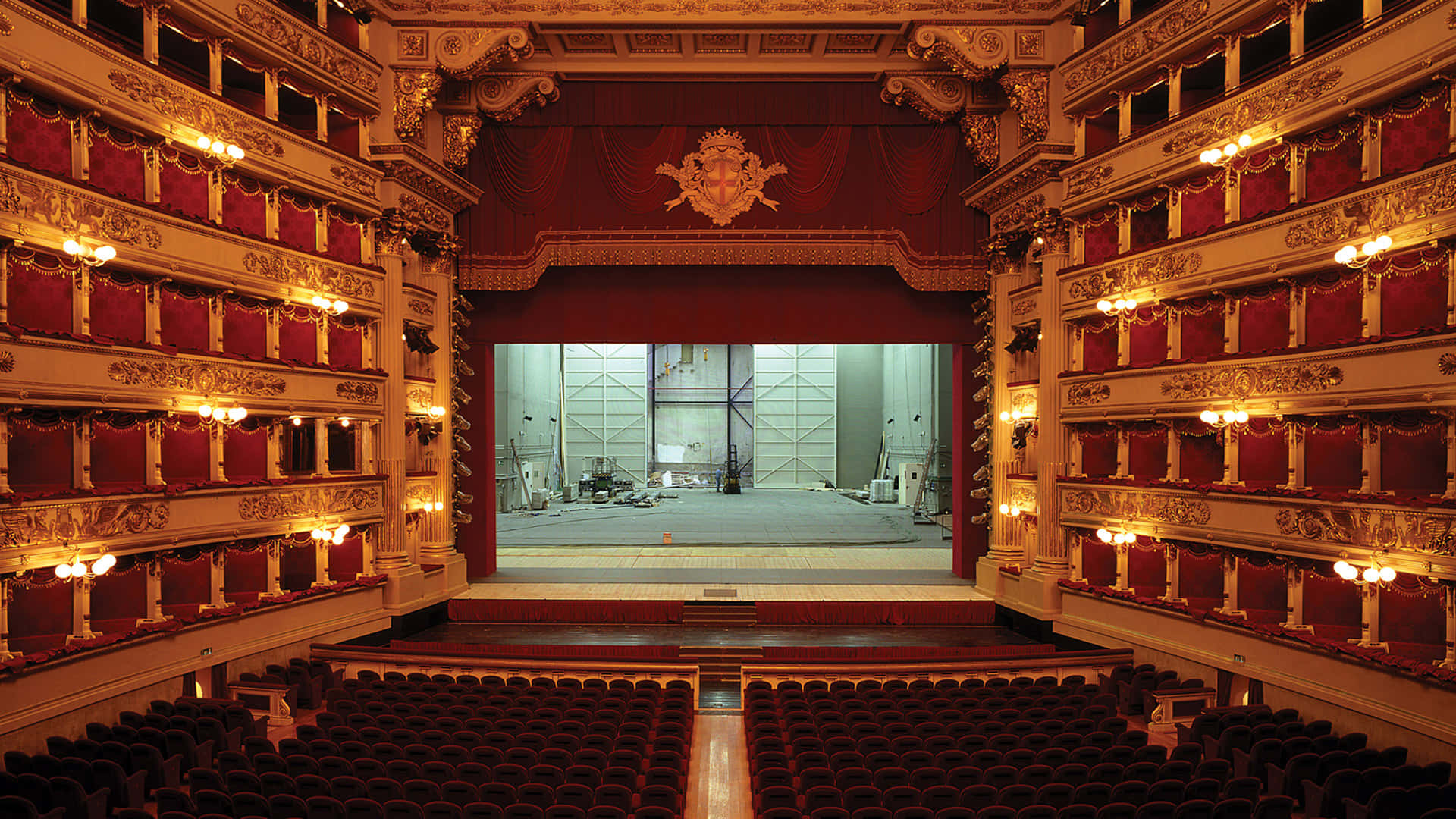 Stage In La Scala Opera House Background