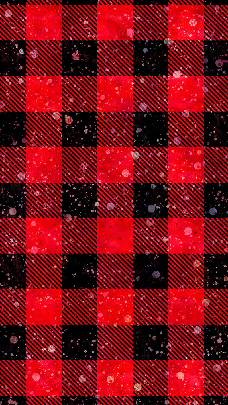 Stained Black And Red Plaid Background