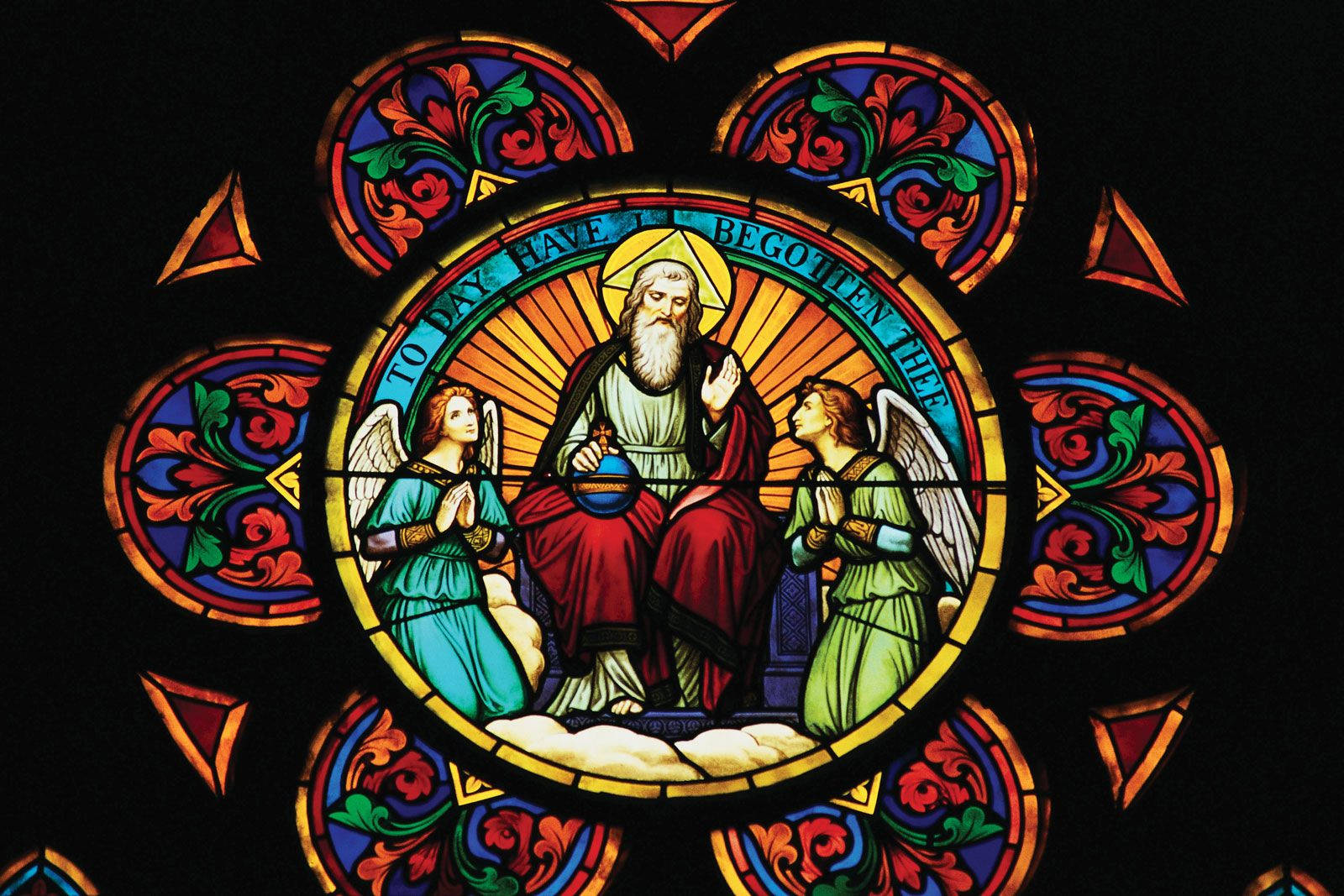 Stained-glass Art Of God The Father In The Christianity Belief