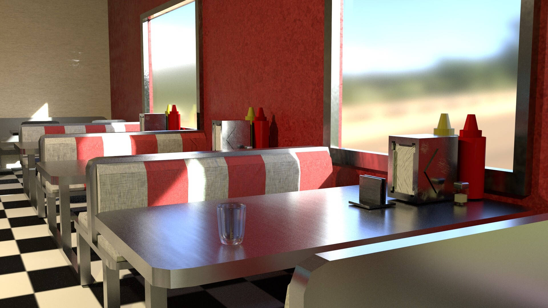 Stainless Table 50s Diner Background