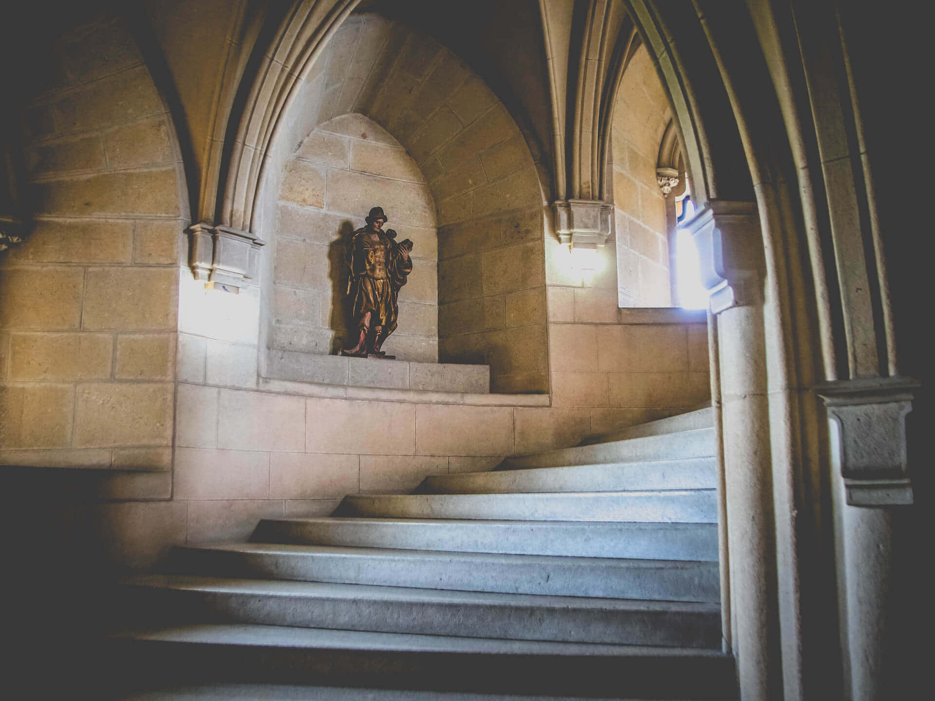 Staircase Inside Bojnice Castle Background