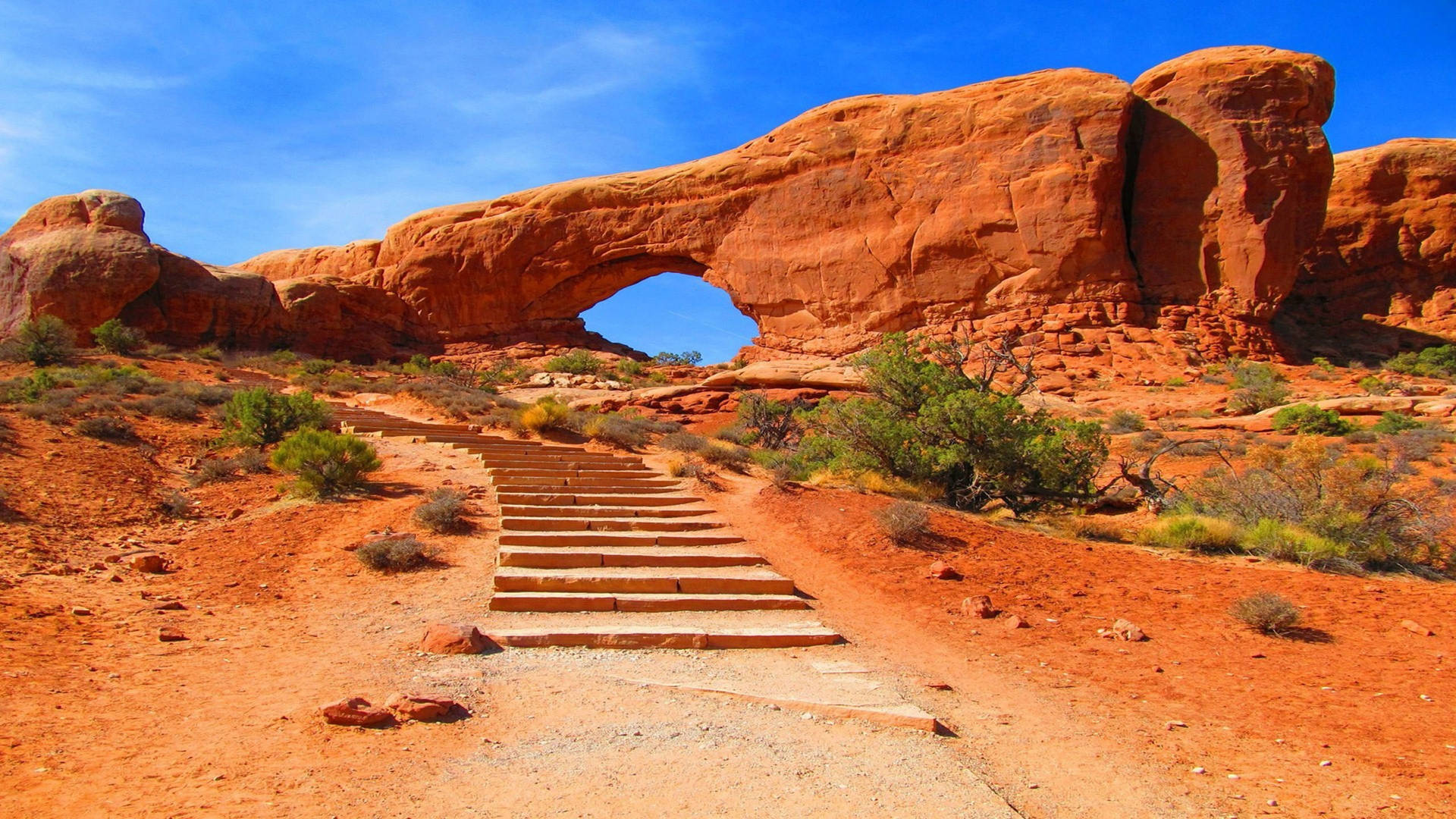 Stairway At Arches National Park Background