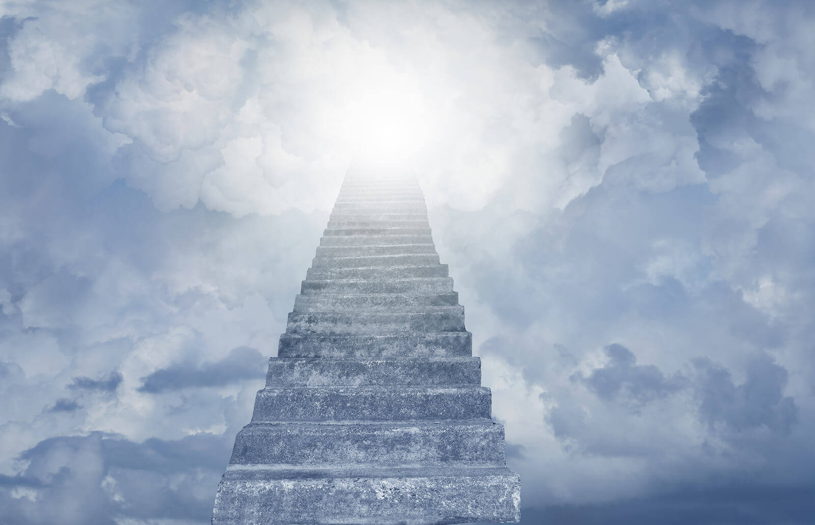 Stairway With Funeral Clouds Background