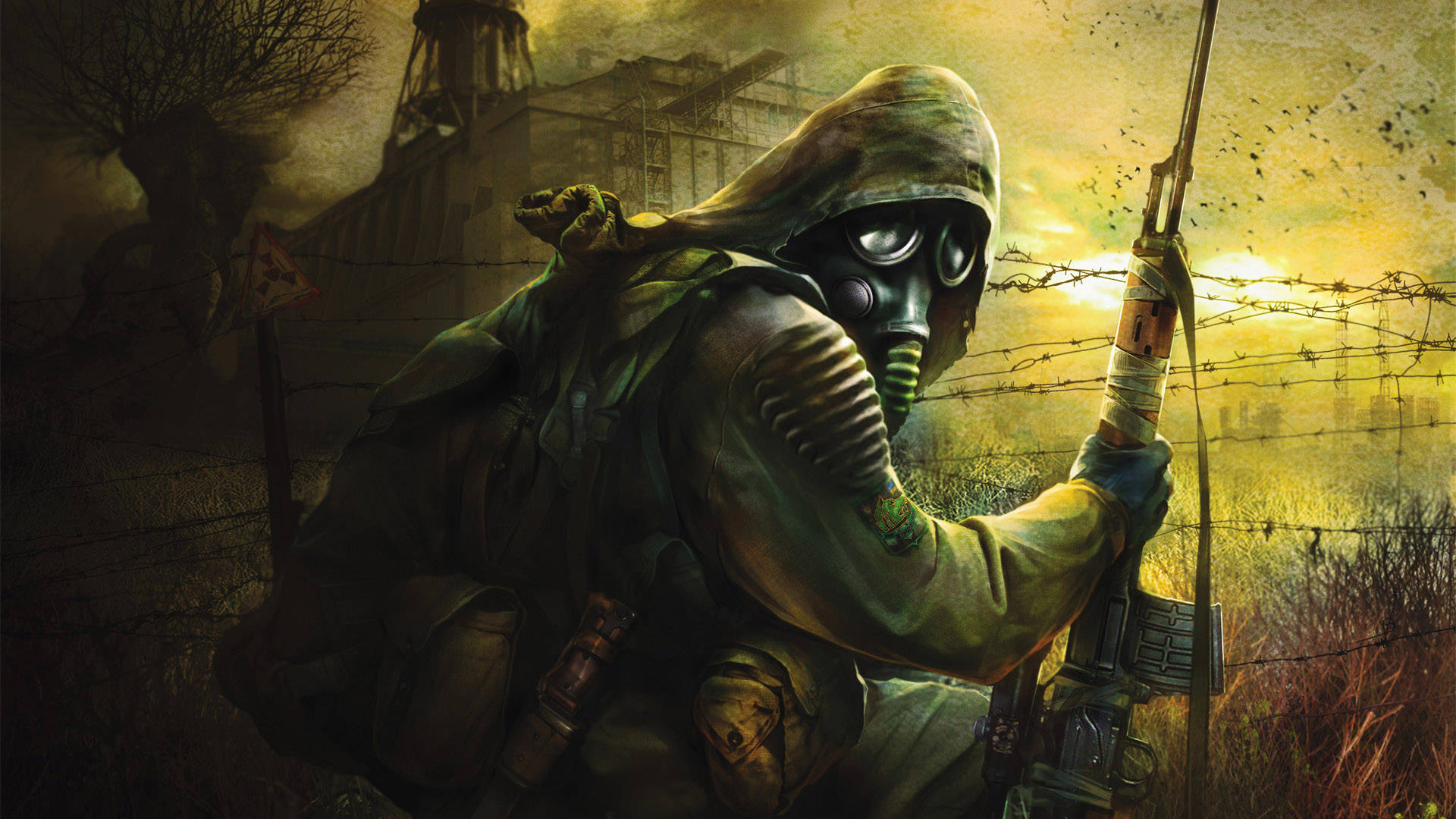 Stalker Soldier Barbed Wire Fence Background