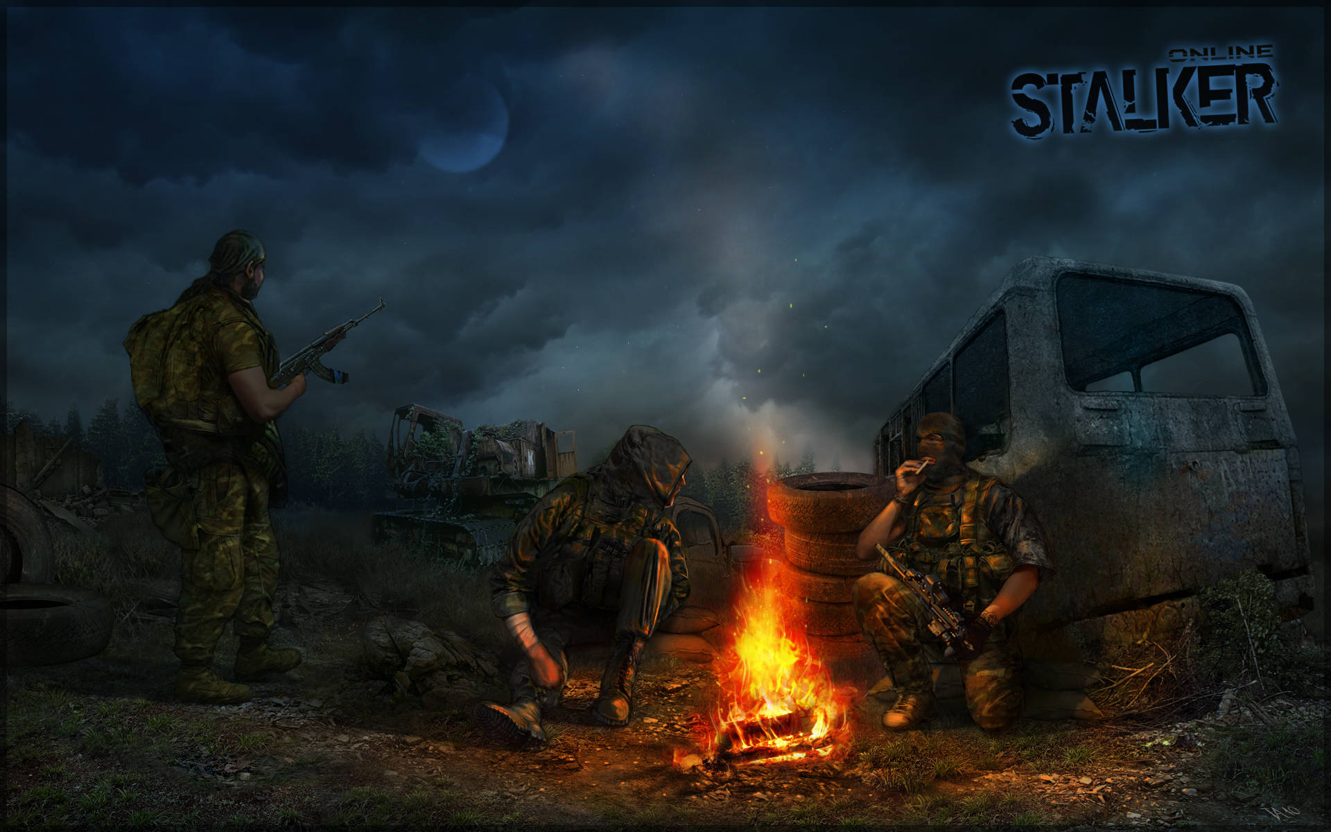 Stalker Soldiers Campfire Background