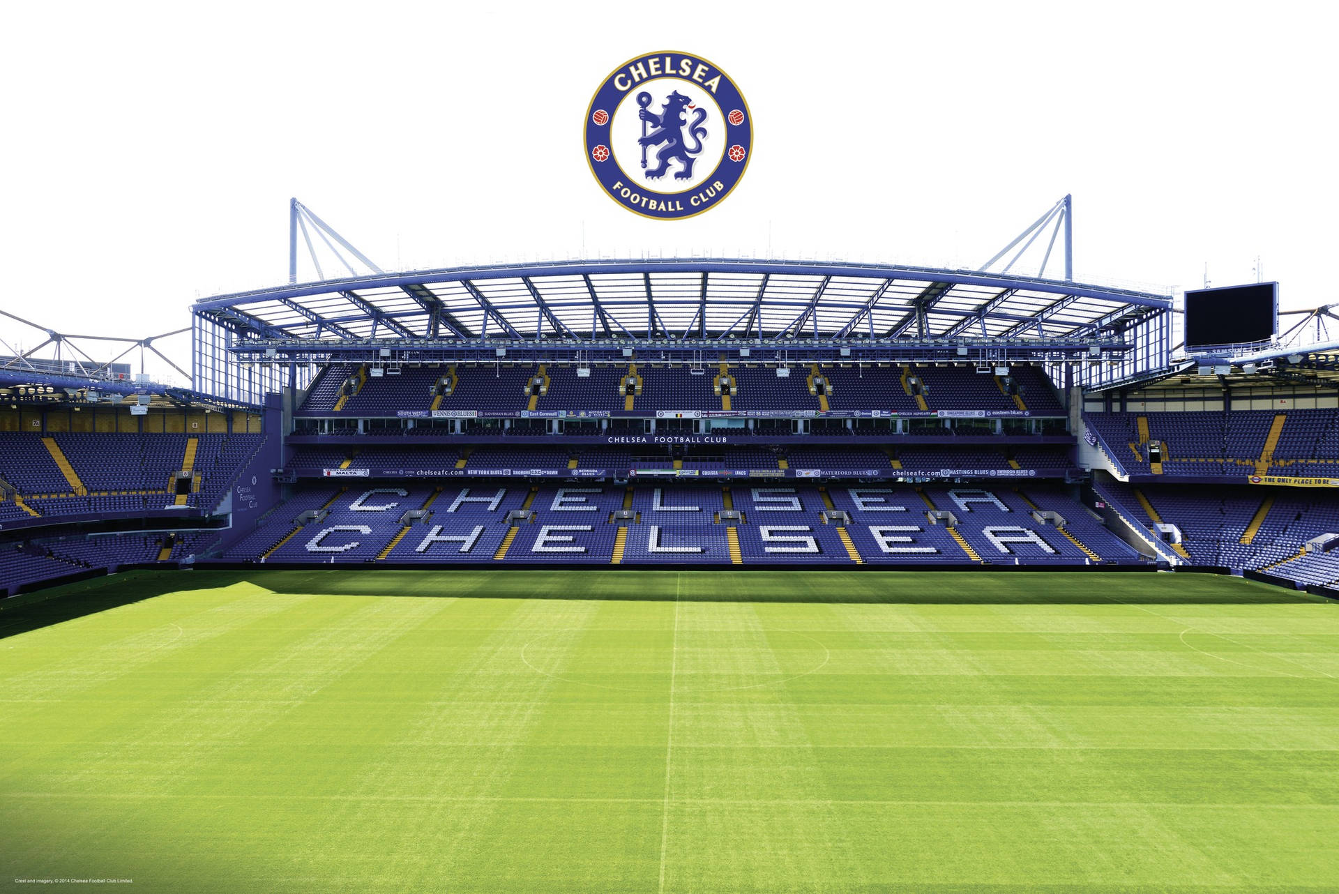 Stamford Bridge With Chelsea Logo Background