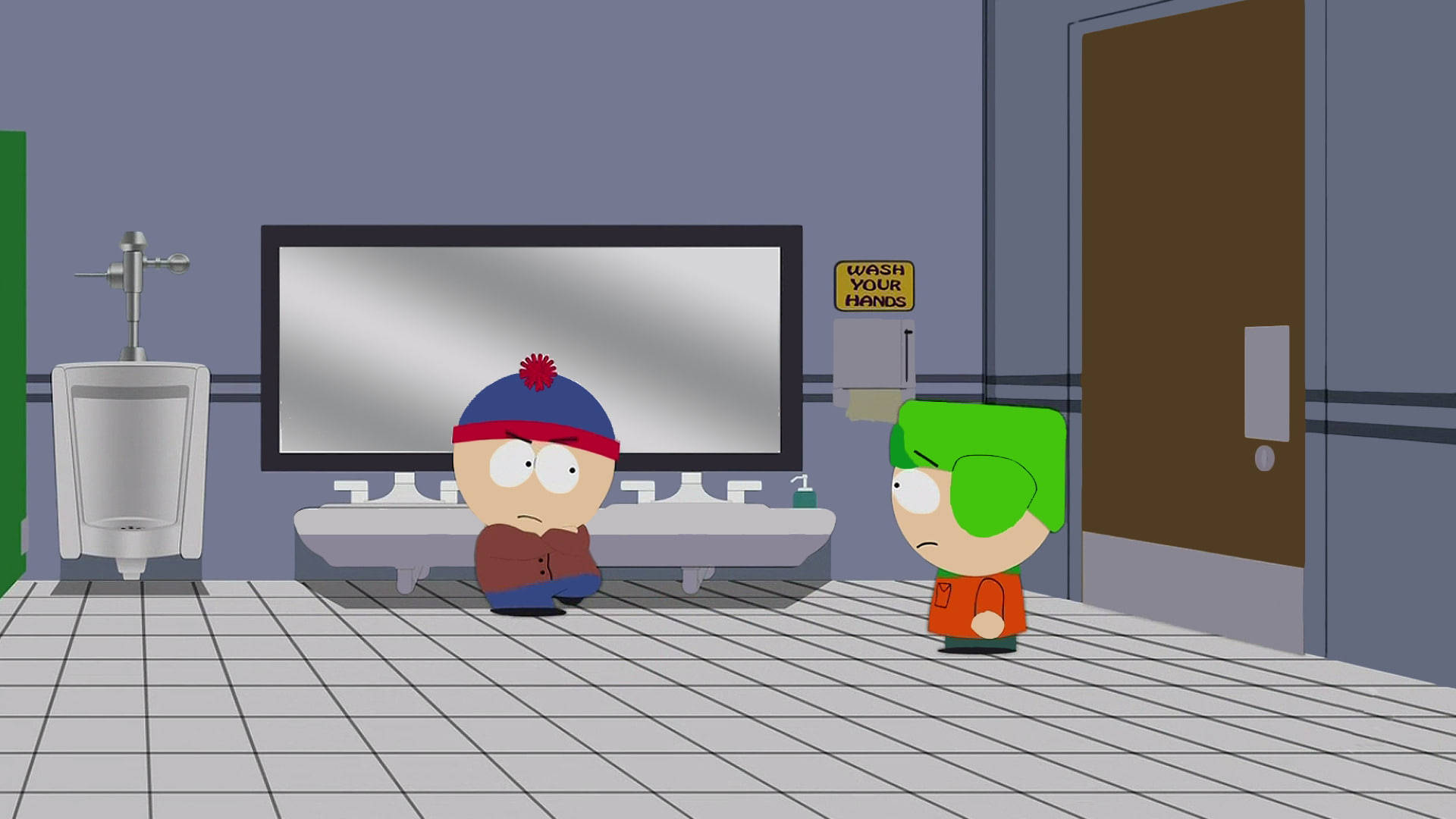Stan Marsh And Kyle In Restroom Background