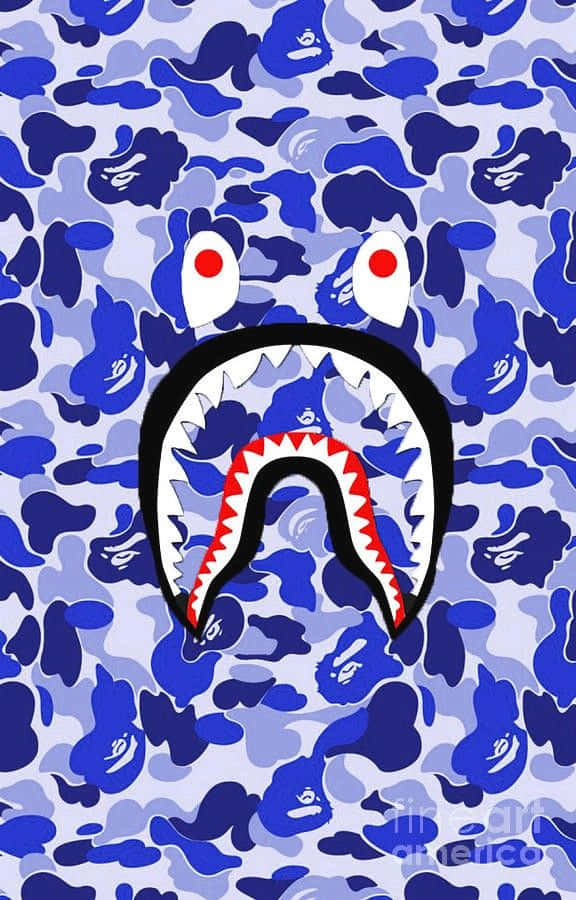 Stand Out In Style With This Bold Blue Bape Camo Pattern Background