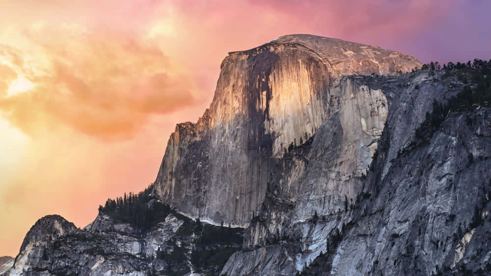 Standard Cliff Under Pink Sky Background