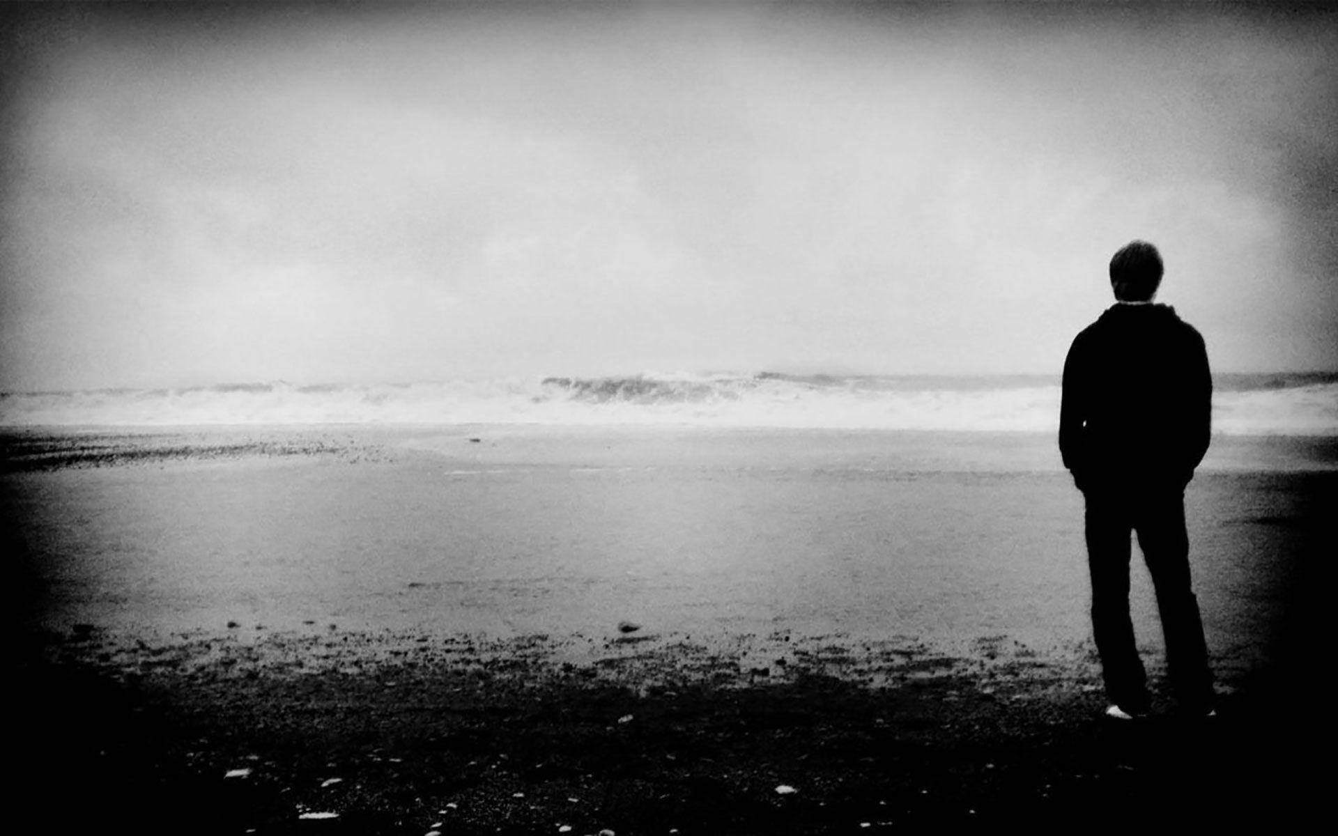 Standing Guy On Water Coastline Background