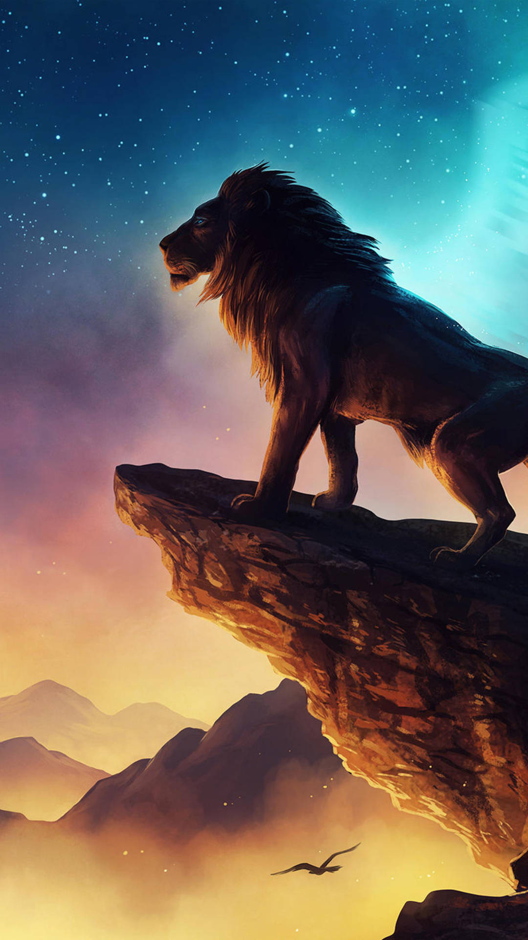 Standing Lion Galaxy Fantasy Art Background
