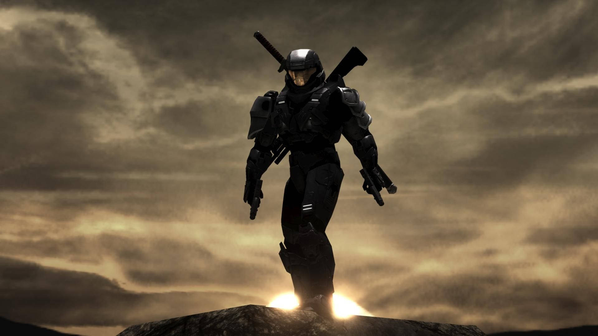 Standing Master Chief Dramatic Backlight Background