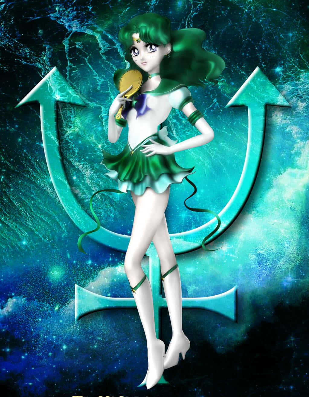 Standing Tall And Proud, Sailor Neptune Stands Ready To Defend Her Realm.