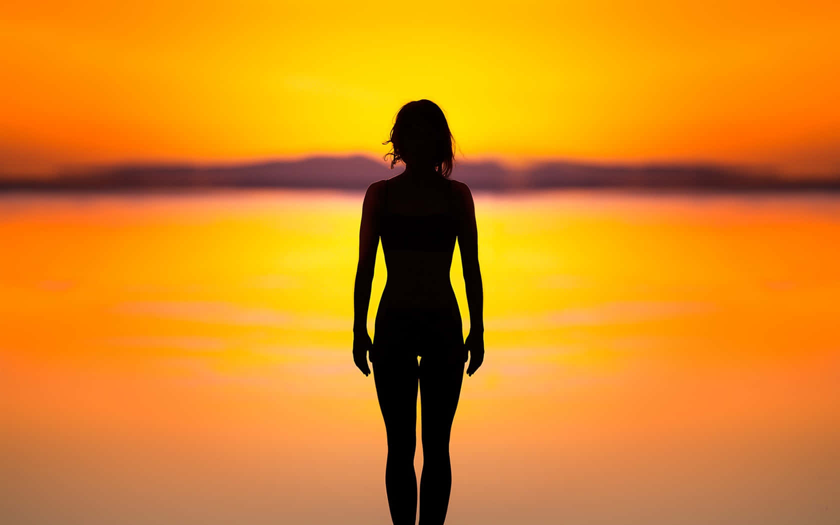 Standing Woman Silhouette Background