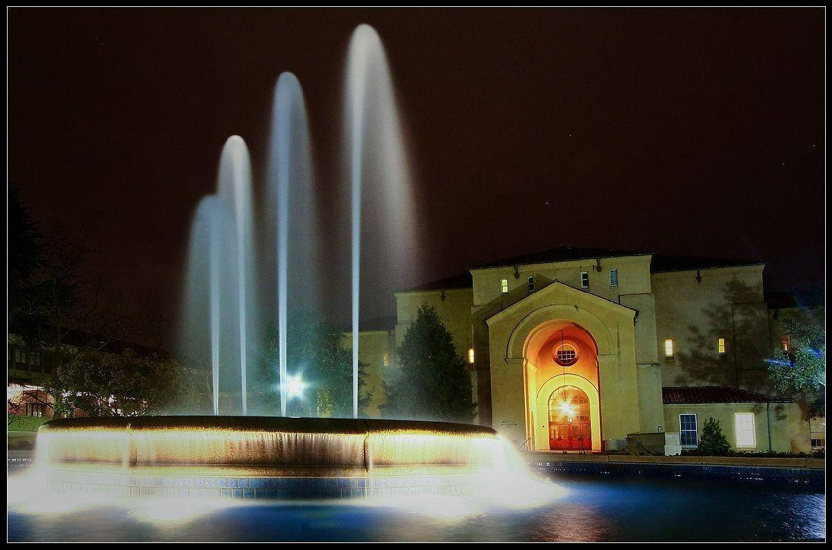 Stanford University Fountain At Night