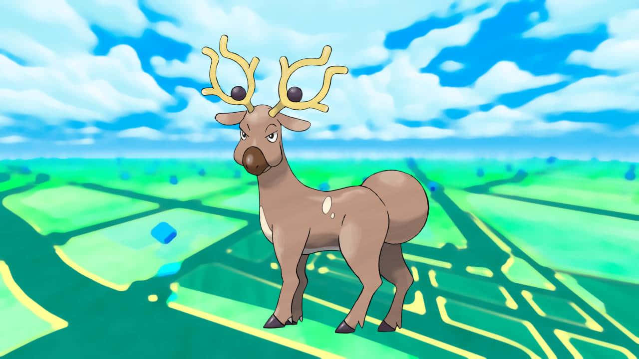Stantler On A Cloudy Day Background