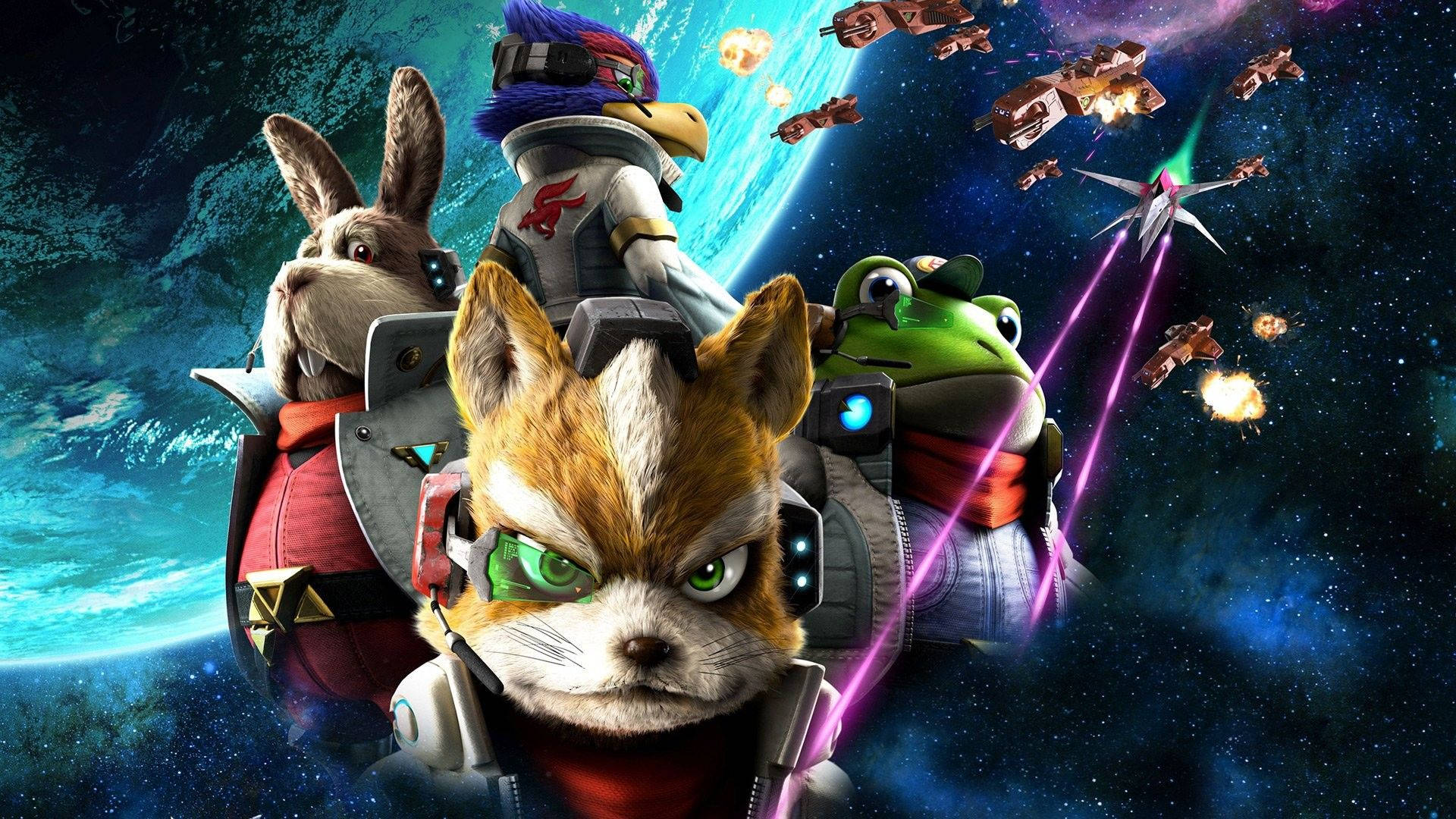 Star Fox 3d Characters In Space Background