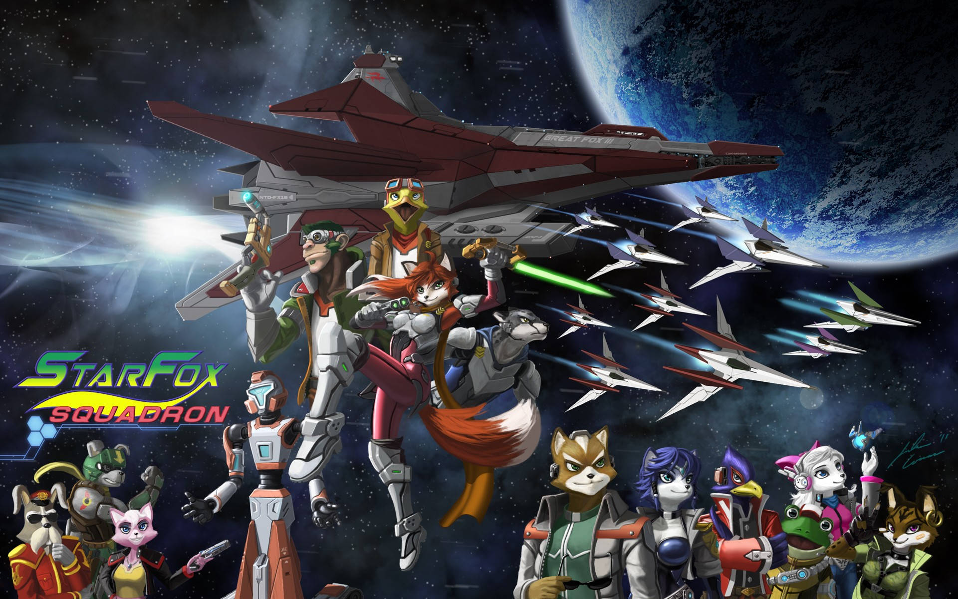Star Fox Squadron Characters And Battleships