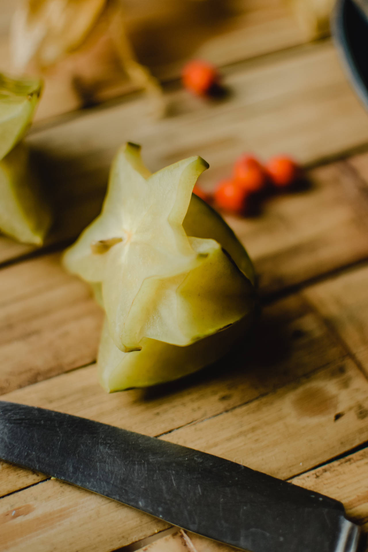 Star Fruit On Bamboo Table