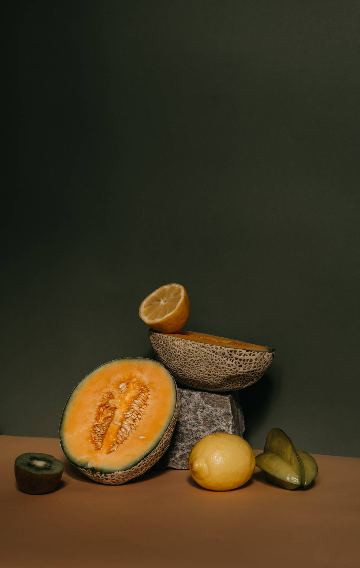 Star Fruit On The Brown Table