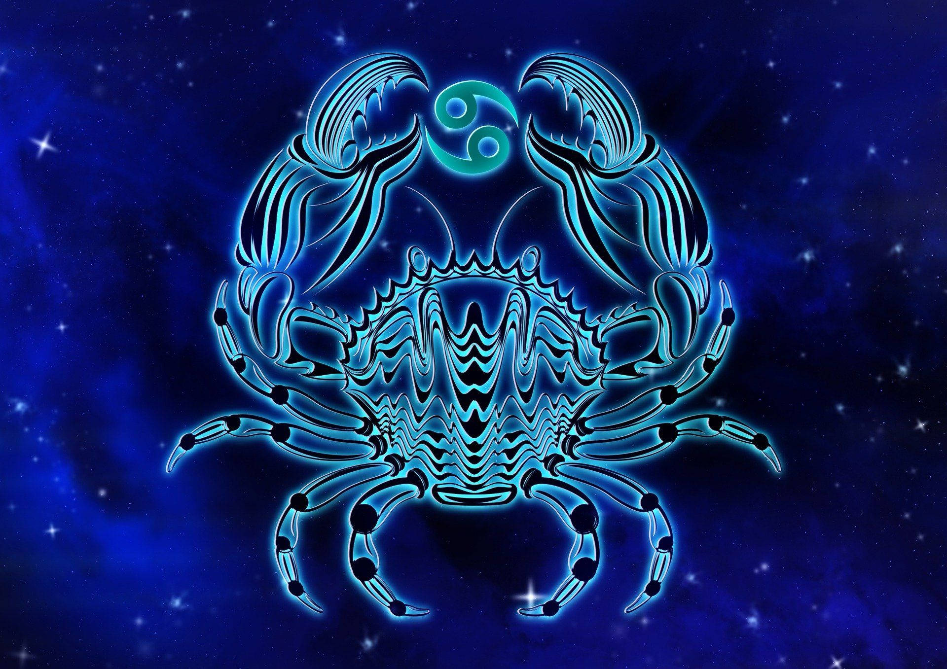 Star Sign Cancer Blue Crab Digital Art Background