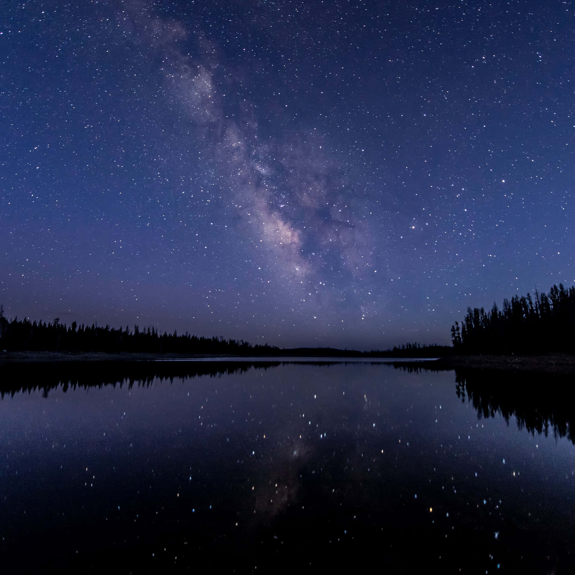 Star Sky Over A Lake Background