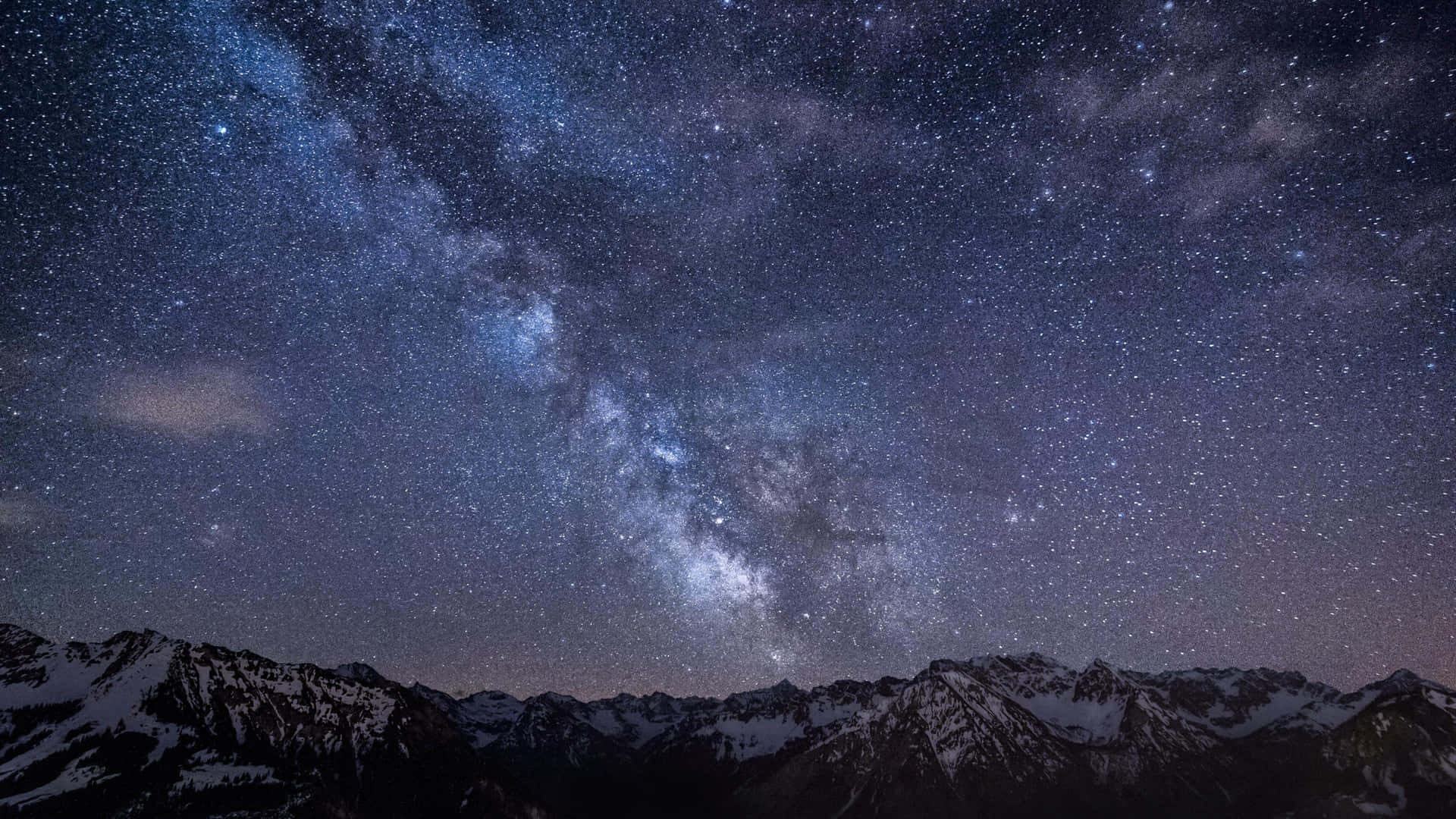 Star Sky With Mountain Range Background