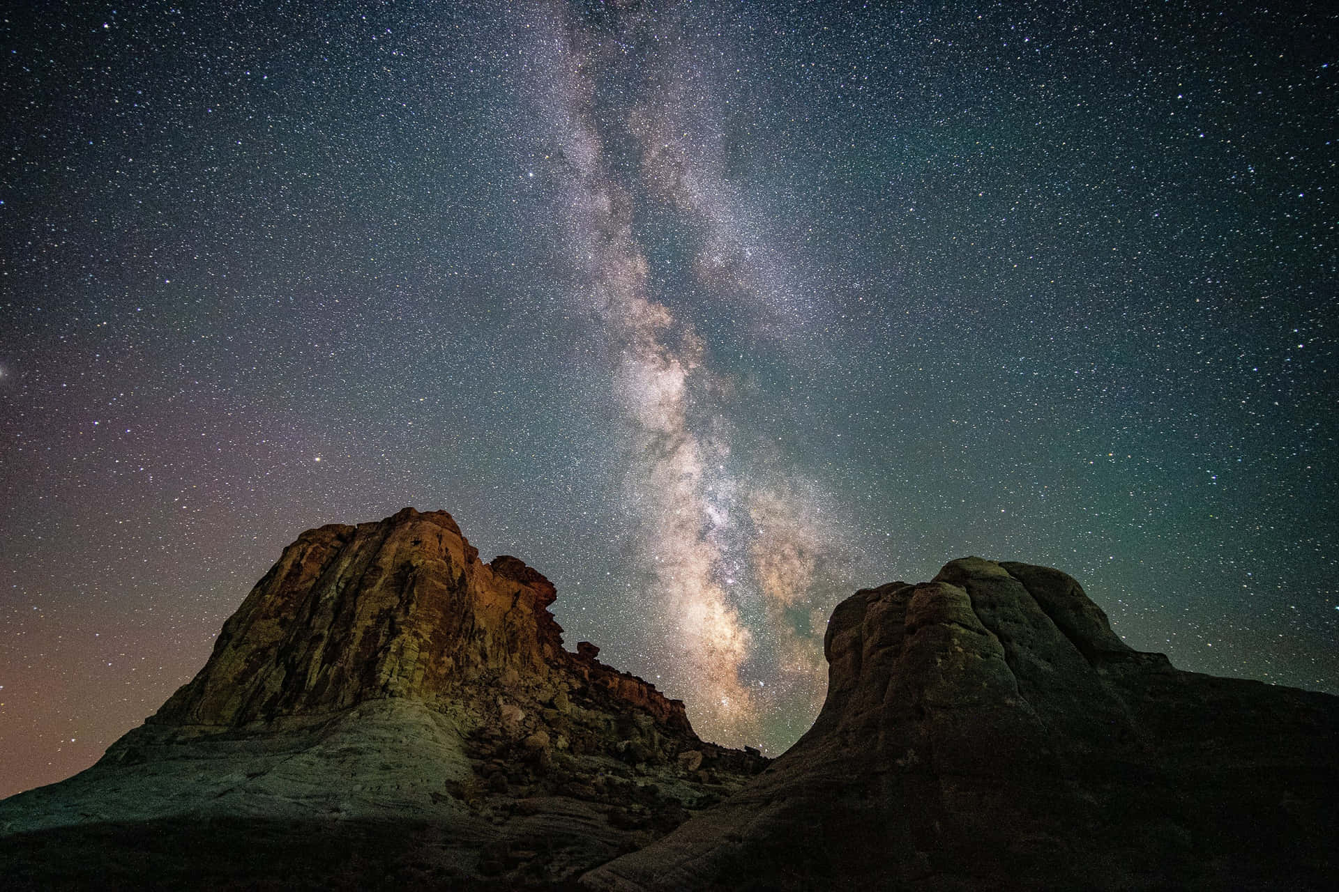 Star Sky With Rock Formation Background