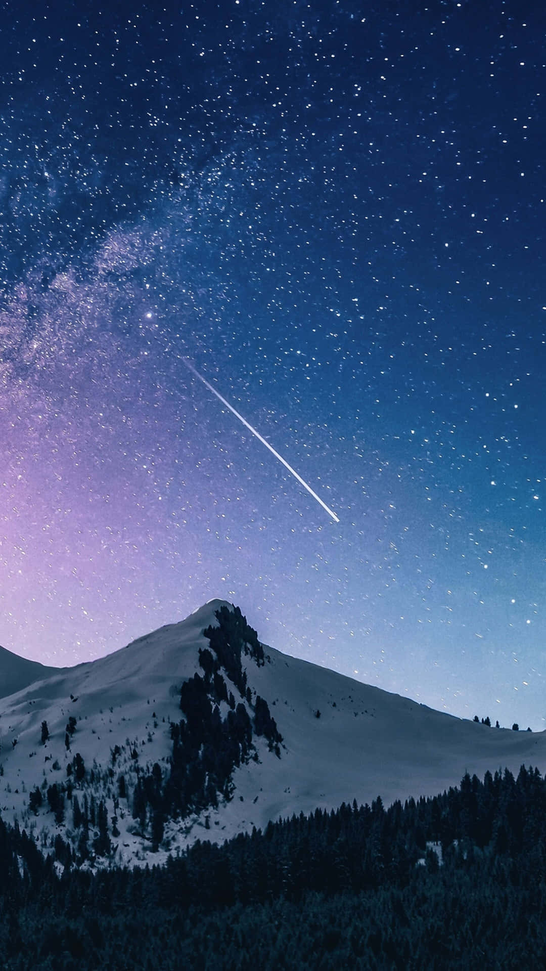 Star Sky With Snowy Mountain Background