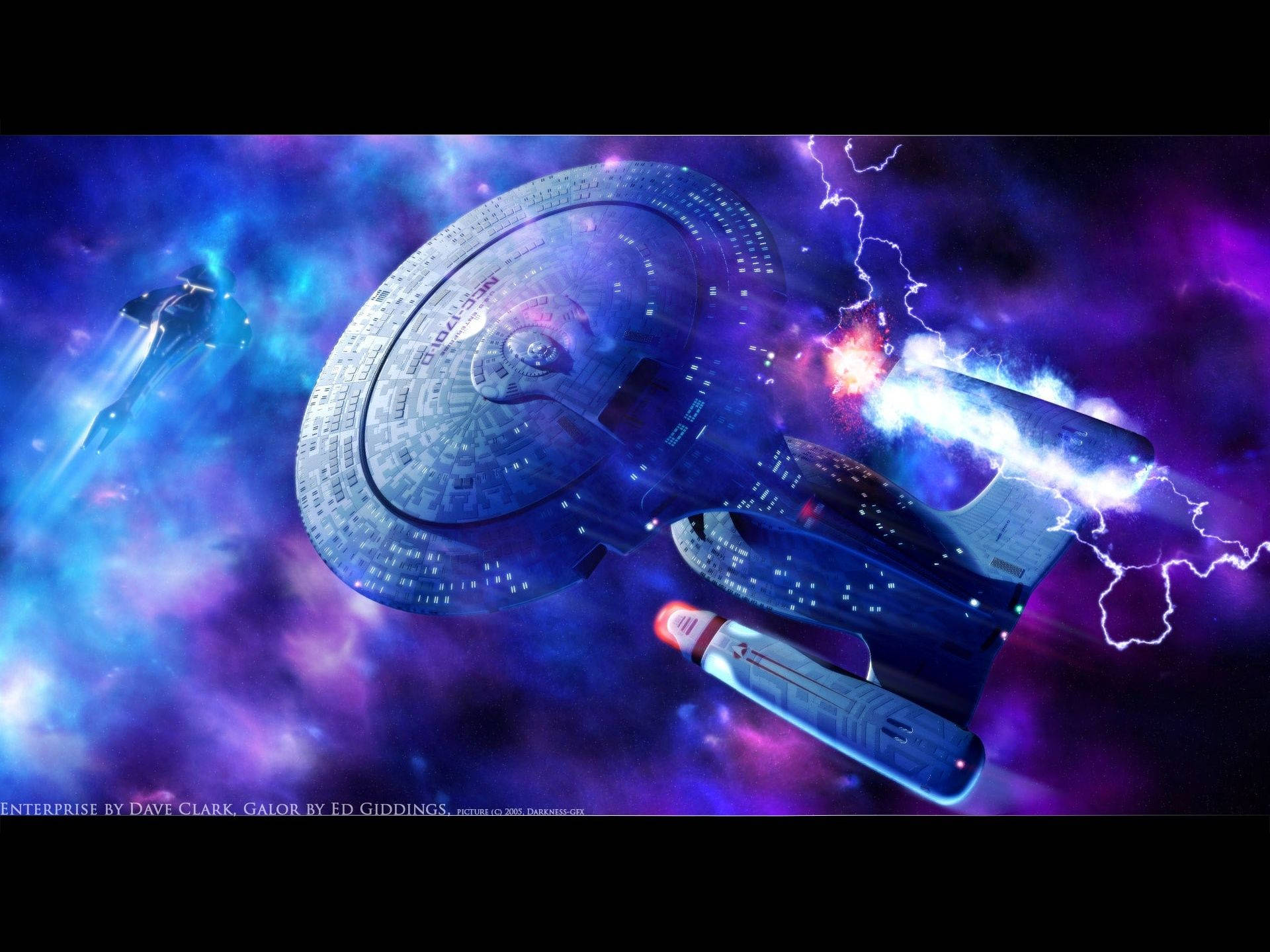 Star Trek Fire Fight With D Spaceship Background