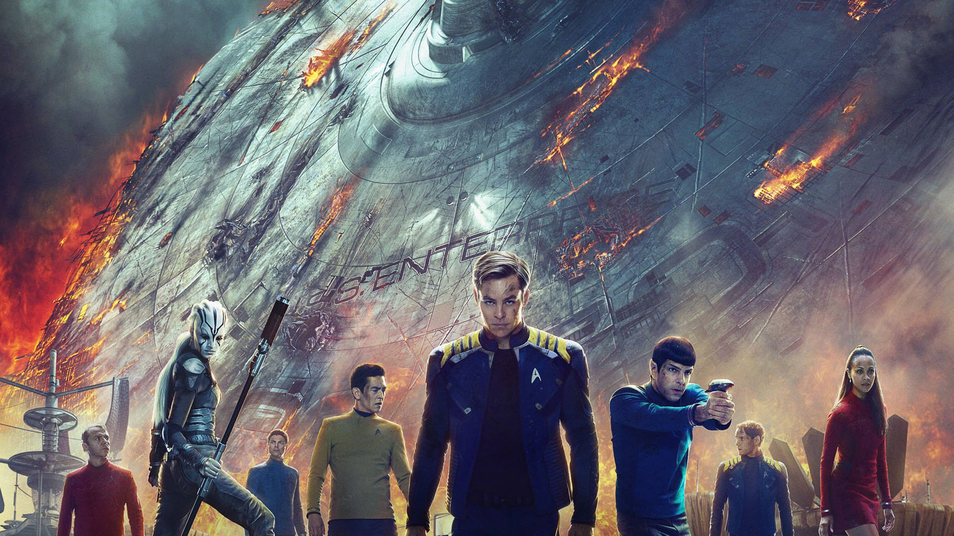 Star Trek Into Darkness Burning Spaceship Background