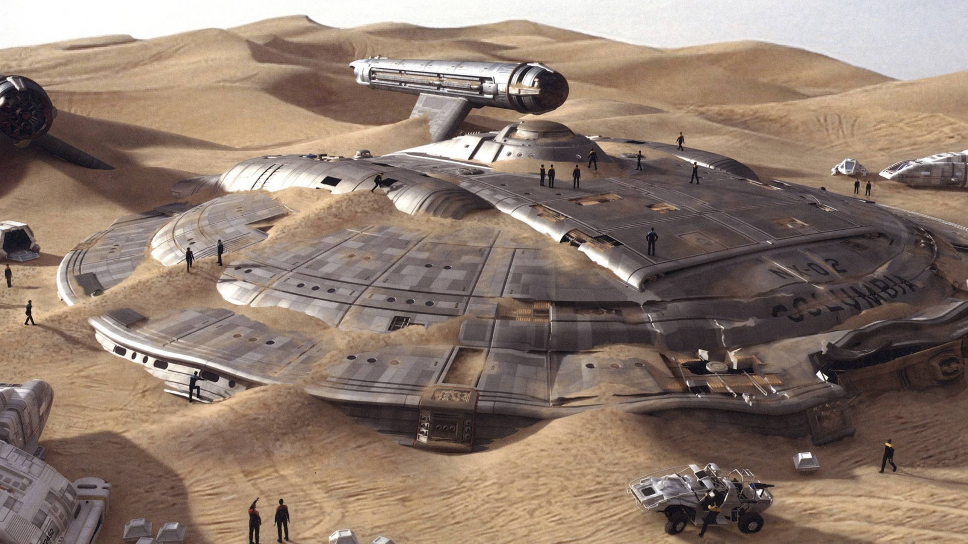 Star Trek Starship Uss Columbia On Desert Planet