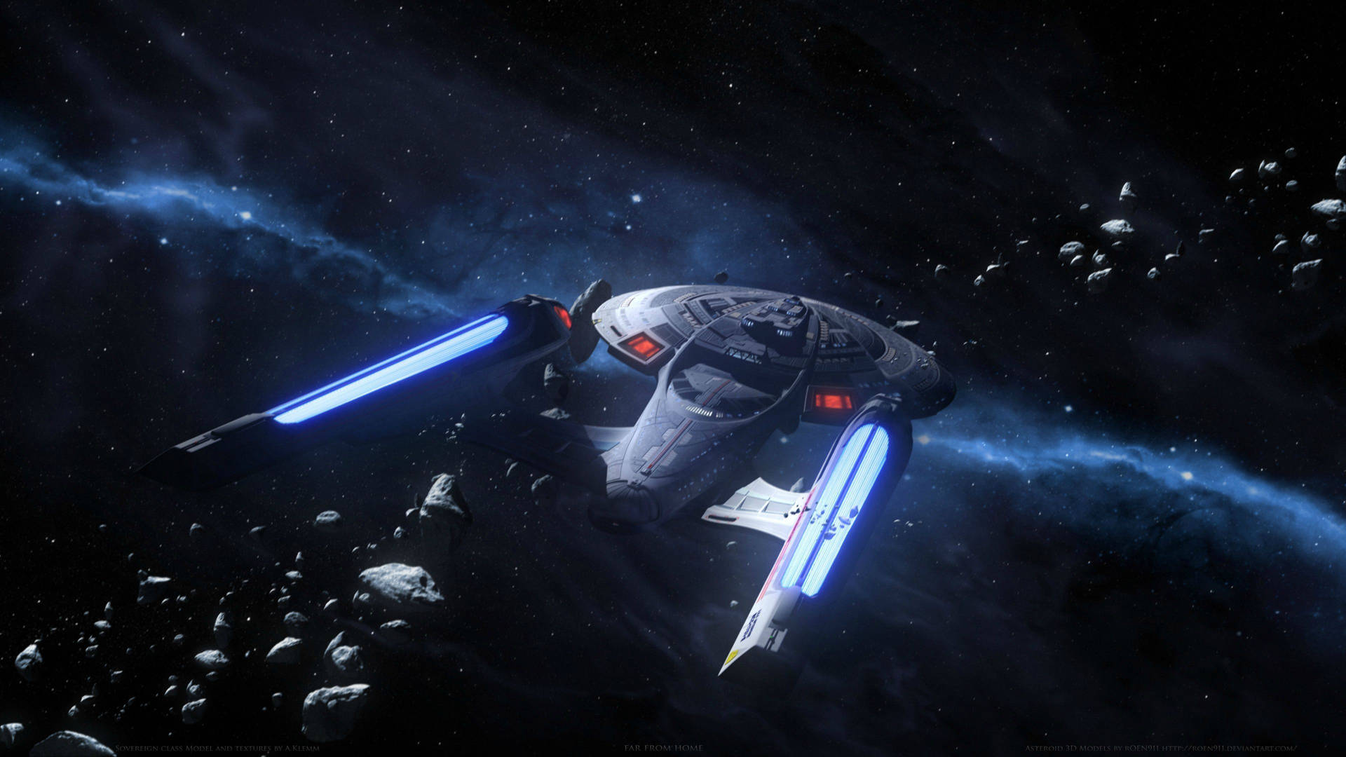 Star Trek Starship Uss Enterprise Asteroid Belt Background